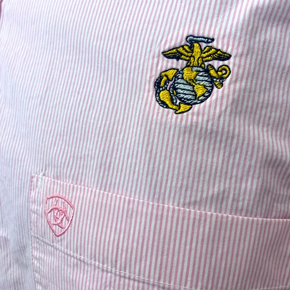 Ariat, Pro Series Dayne Pink Mini Stripe Long Sleeve Button Down Shirt |Size XXL - Picture 3 of 14